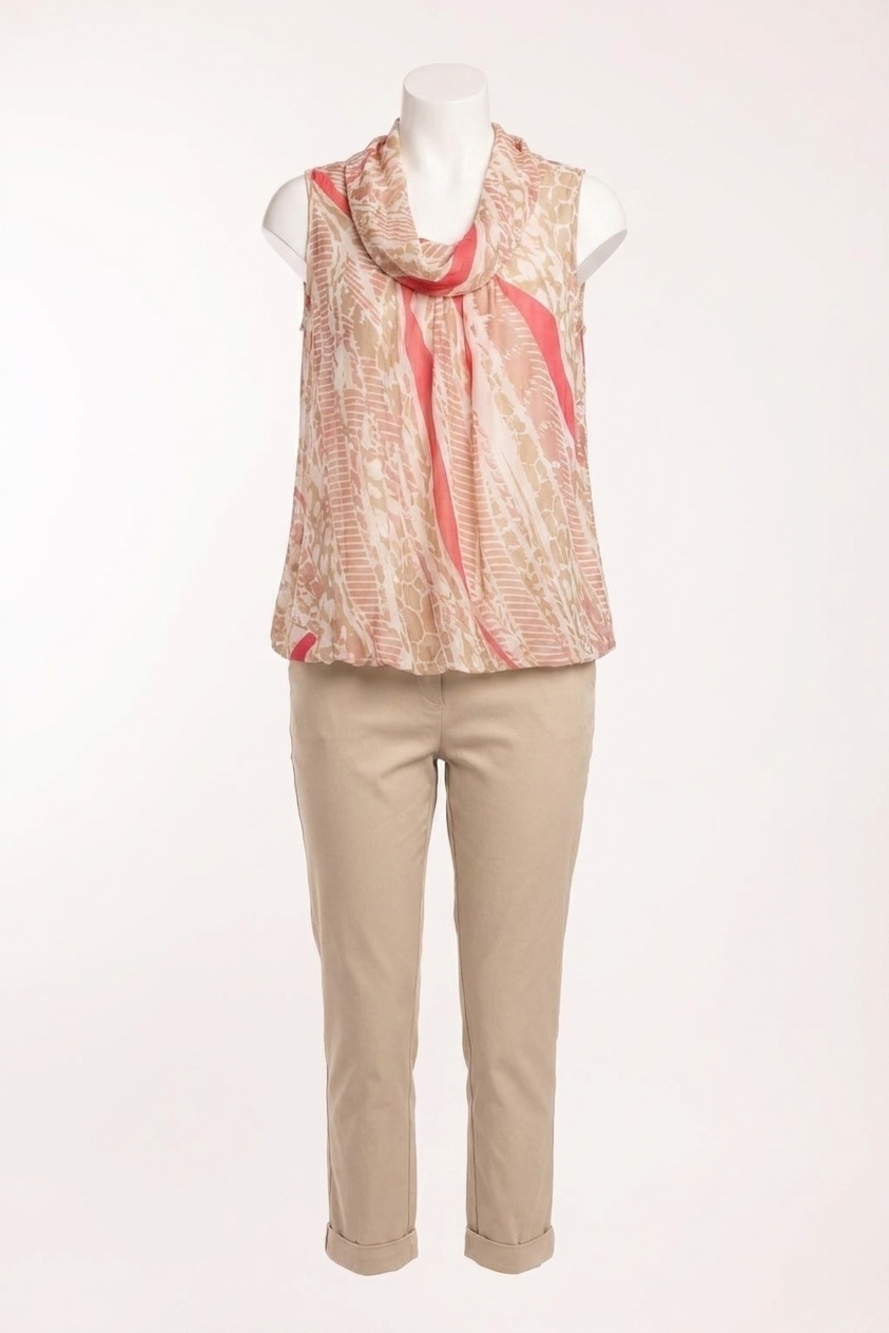 NEW MADE IN ITALY sleeveless blouse top in pink combo